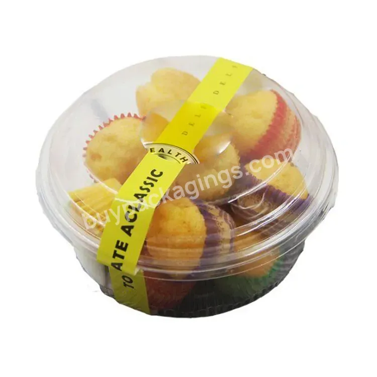 Custom Black Cake Container Plastic Clear Lid Individual Cake Rectangular Box With Sticker For Cake Tray