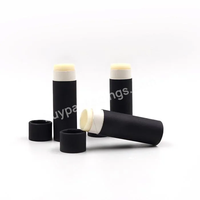 Custom Black Cardboard Lip Balm Lip Gloss Sunscreen Stick Packaging Container Push Up Paper Tube