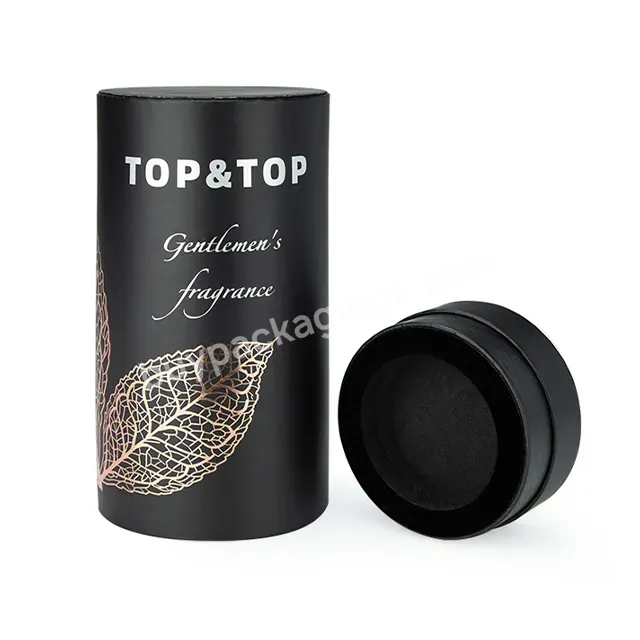 Custom Black Classic Round Perfume Box Design Cylinder Gift Box For Candle Jar Packing