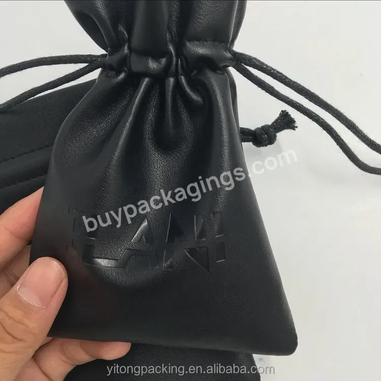 Custom Black Embossed Jewelry Pouch Leather Bag