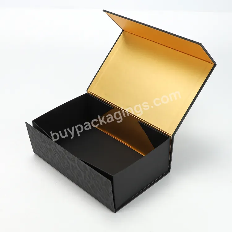 Custom Black Leopard Foldable Gift Box Magnetic Closure Eco-friendly Cardboard Paper Box With Logo