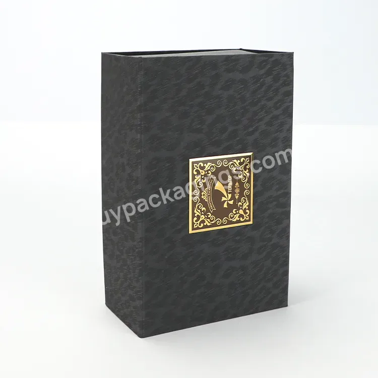 Custom Black Leopard Foldable Gift Box Magnetic Closure Eco-friendly Cardboard Paper Box With Logo