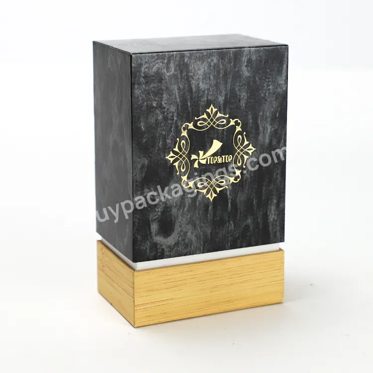 Custom Black Marbling Perfume Gift Box Hot Stamping Logo Printing Luxury Scent Packaging Box