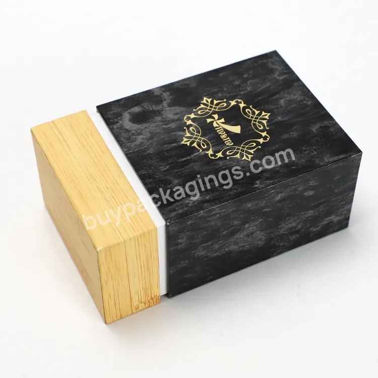 Custom Black Marbling Perfume Gift Box Hot Stamping Logo Printing Luxury Scent Packaging Box