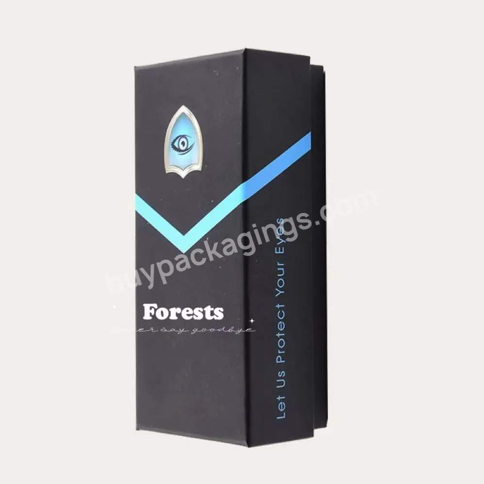 Custom Black Matte Lid And Base Rigid Cardboard Paper Sunglasses Cases Gift Packaging Boxes Luxury Sunglass Package With Logo