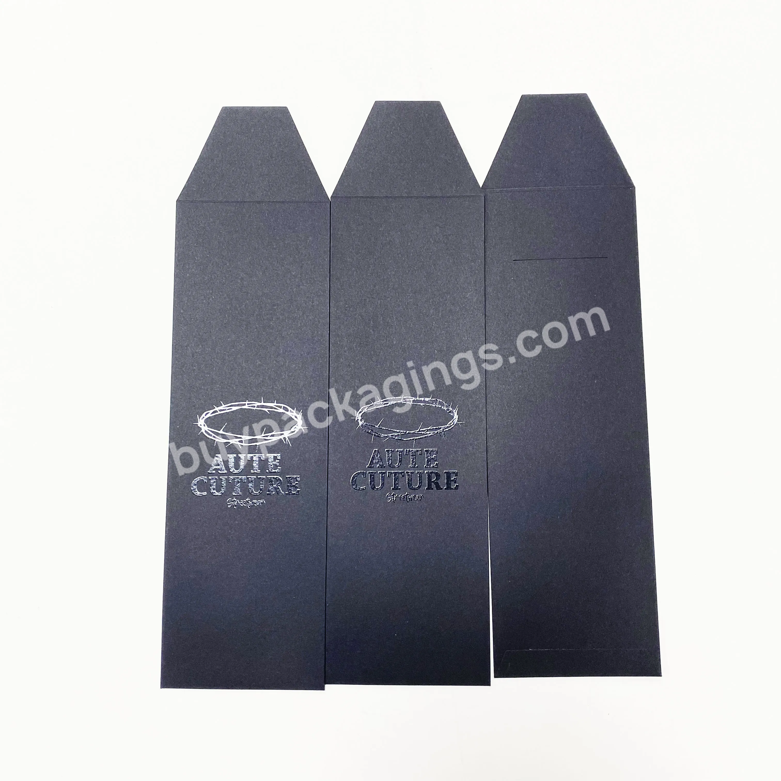 Custom Black Oil Spot Uv Logo Card Printing Luxury Gift Black High Quality Matte Kraft Paper Packaging Envelope With Black Logo