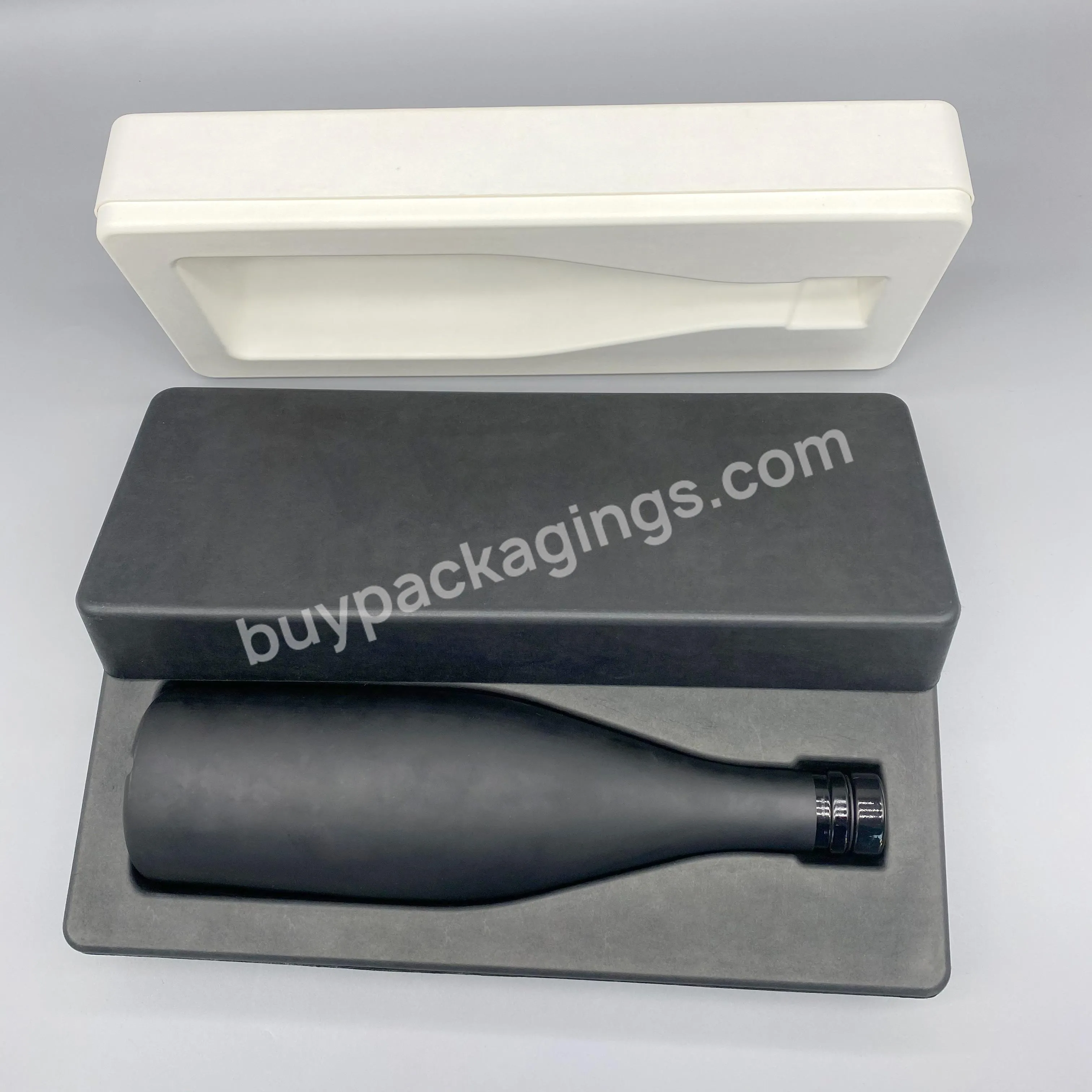 Custom Black Paper Pulp Shape Single Red Wine Glass Bottle Paper Shipping Packaging Gift Box Insert For Wine