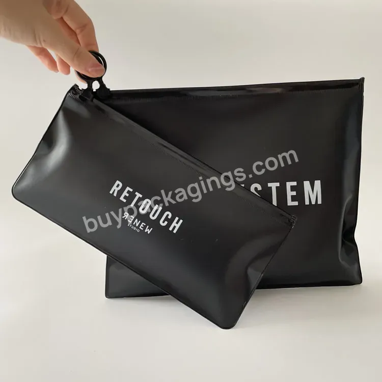 Custom Black Pvc Plastic Packaging Bag For Tshirt Ziplock Gift Bags Hoodies Zipper Bag With Logo Printing