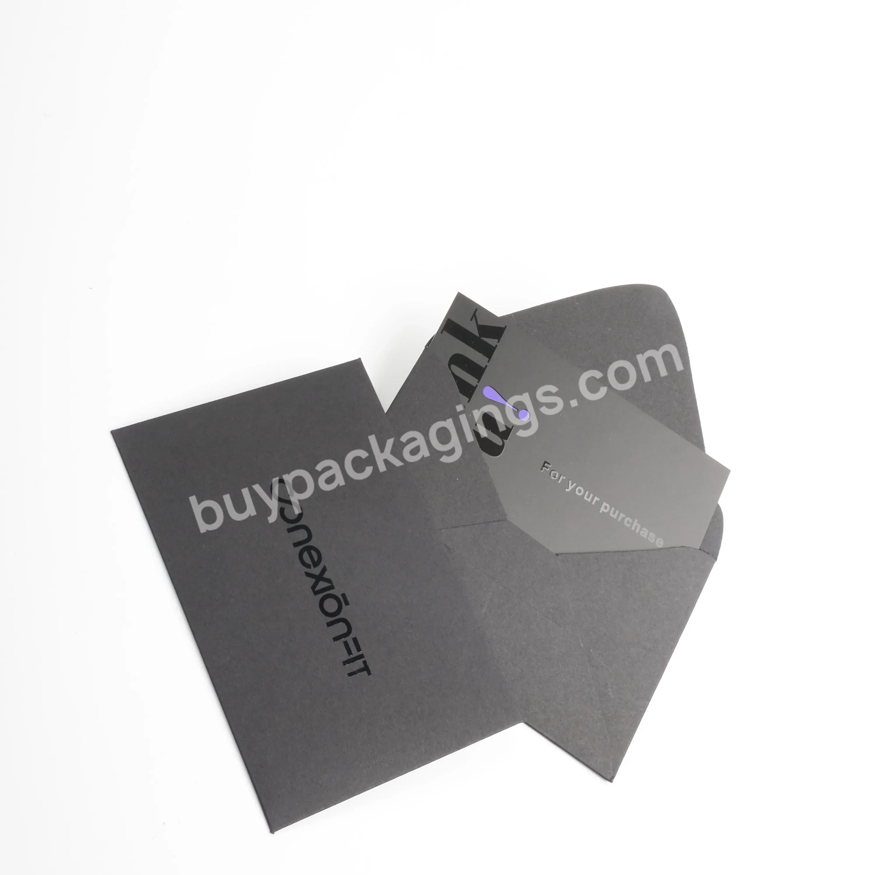 Custom Black Spot Uv Logo Printing Luxury Gift Envelope Black Kraft Envelope Premier Touching Silk Paper With Black Logo