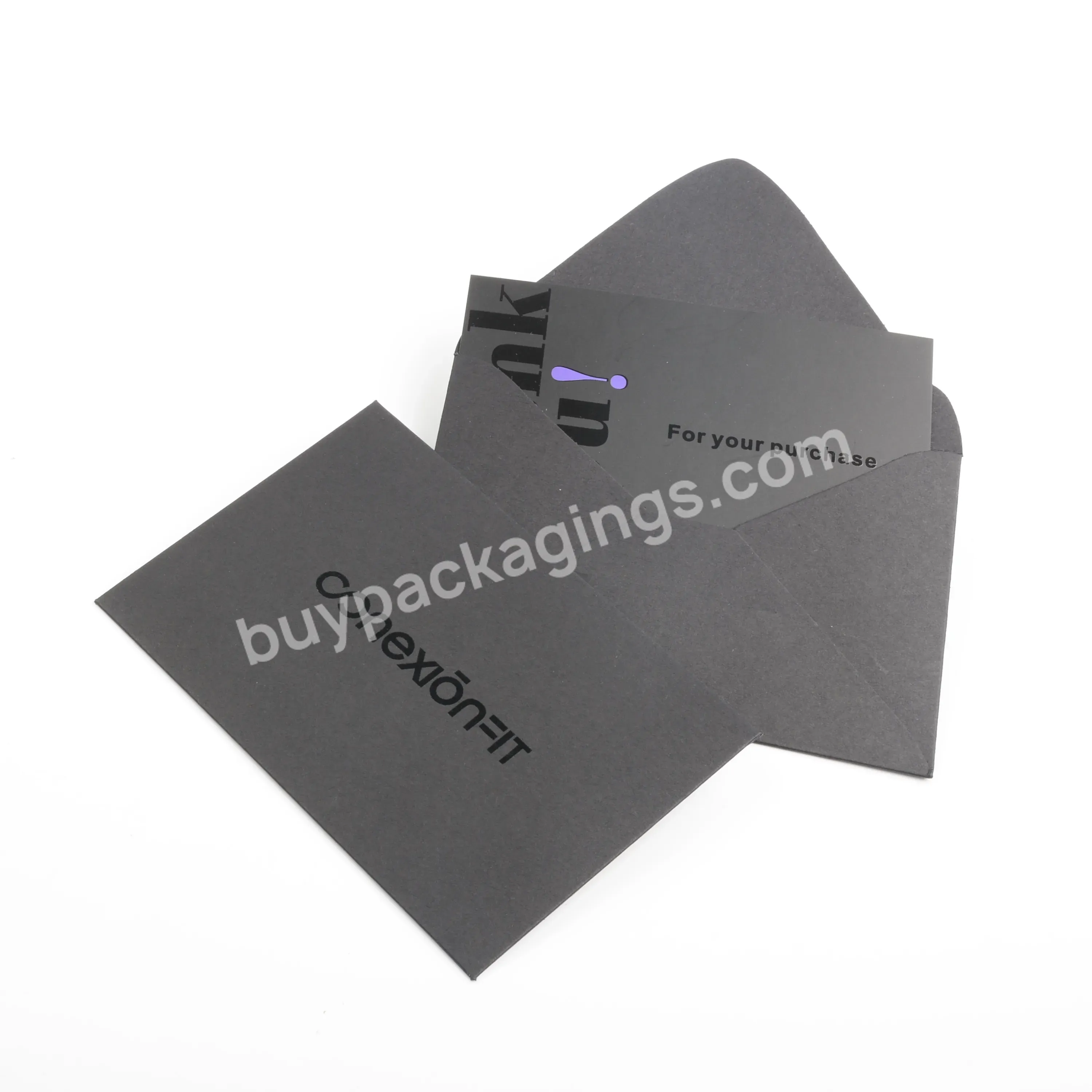 Custom Black Spot Uv Logo Printing Luxury Gift Envelope Black Kraft Envelope Premier Touching Silk Paper With Black Logo