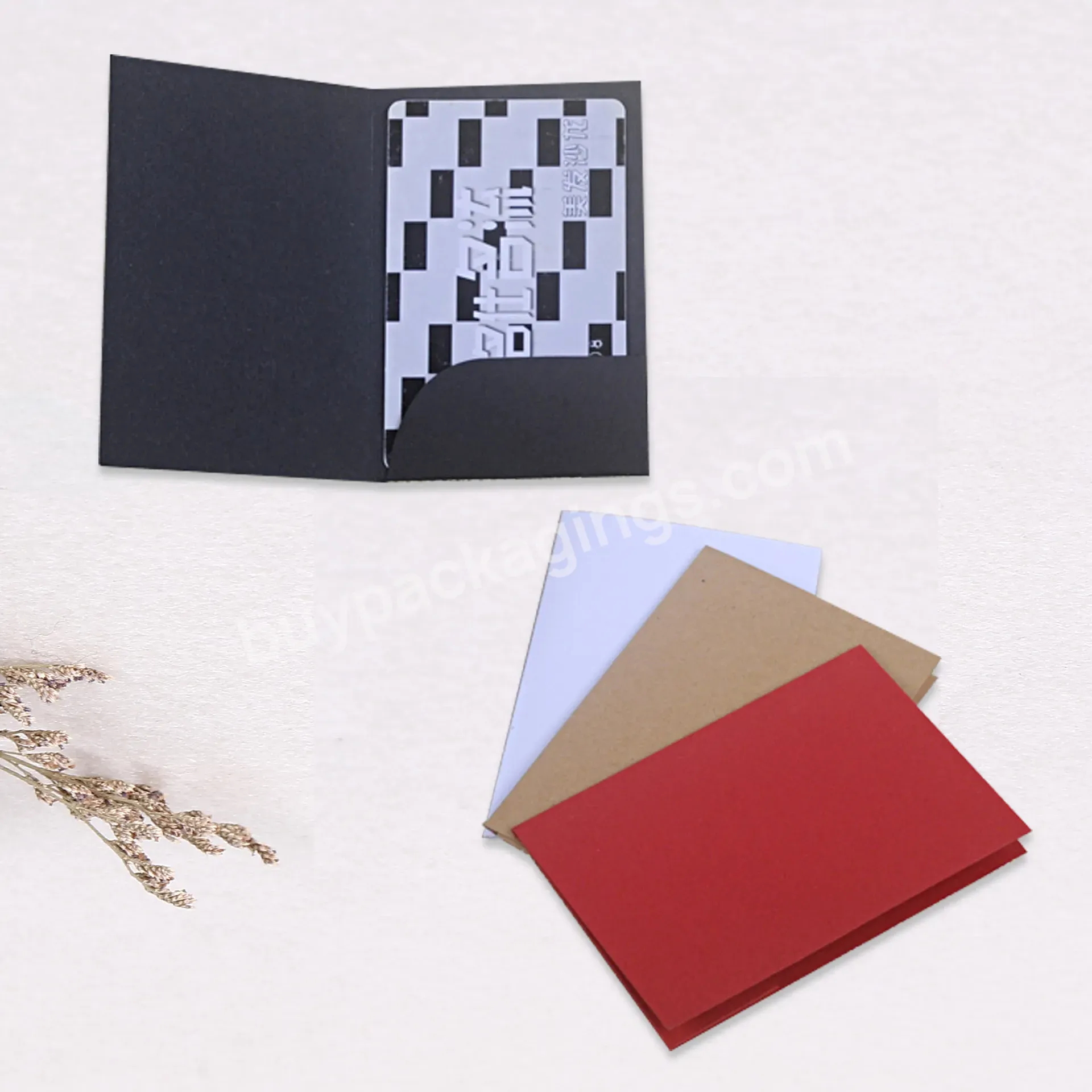 Custom Black Texture Paper Embossed Brand Name Debossed Logo Invitation Card Envelope Paper Business Cards Sleeve