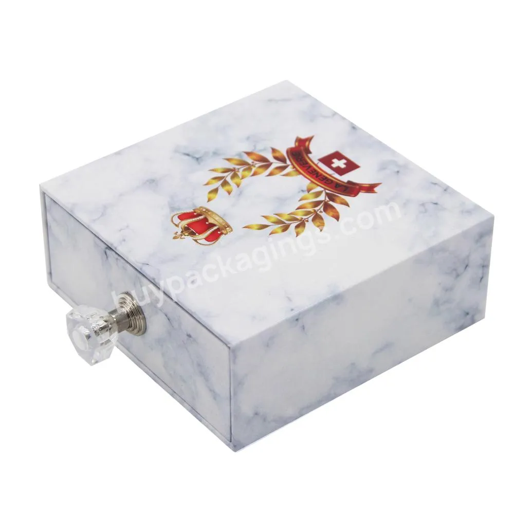 Custom Black White Marble Gift  jewelry boxes with logo