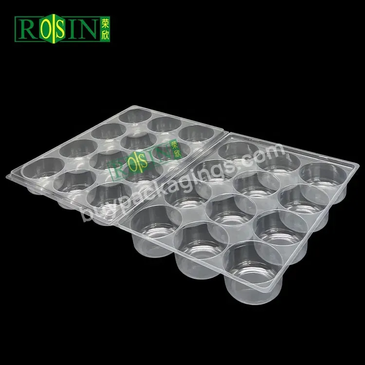 Custom Blister Packaging Box Disposable Pet Clamshell Hinge 12 Holes Clear Cupcake Boxes Packaging With Clear Lid