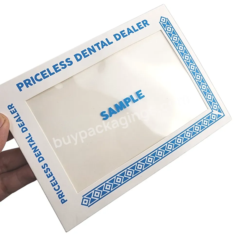 Custom Blue Logo White Sample Paper Envelope With Clear Transparent Window For Sample Packaging
