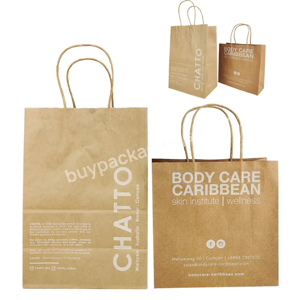 Custom Bolsa De Papel Handles Personalized Clothes Shoe Brand Retail Luxury Kraft Paper Shopping Bag With Your Own Logo