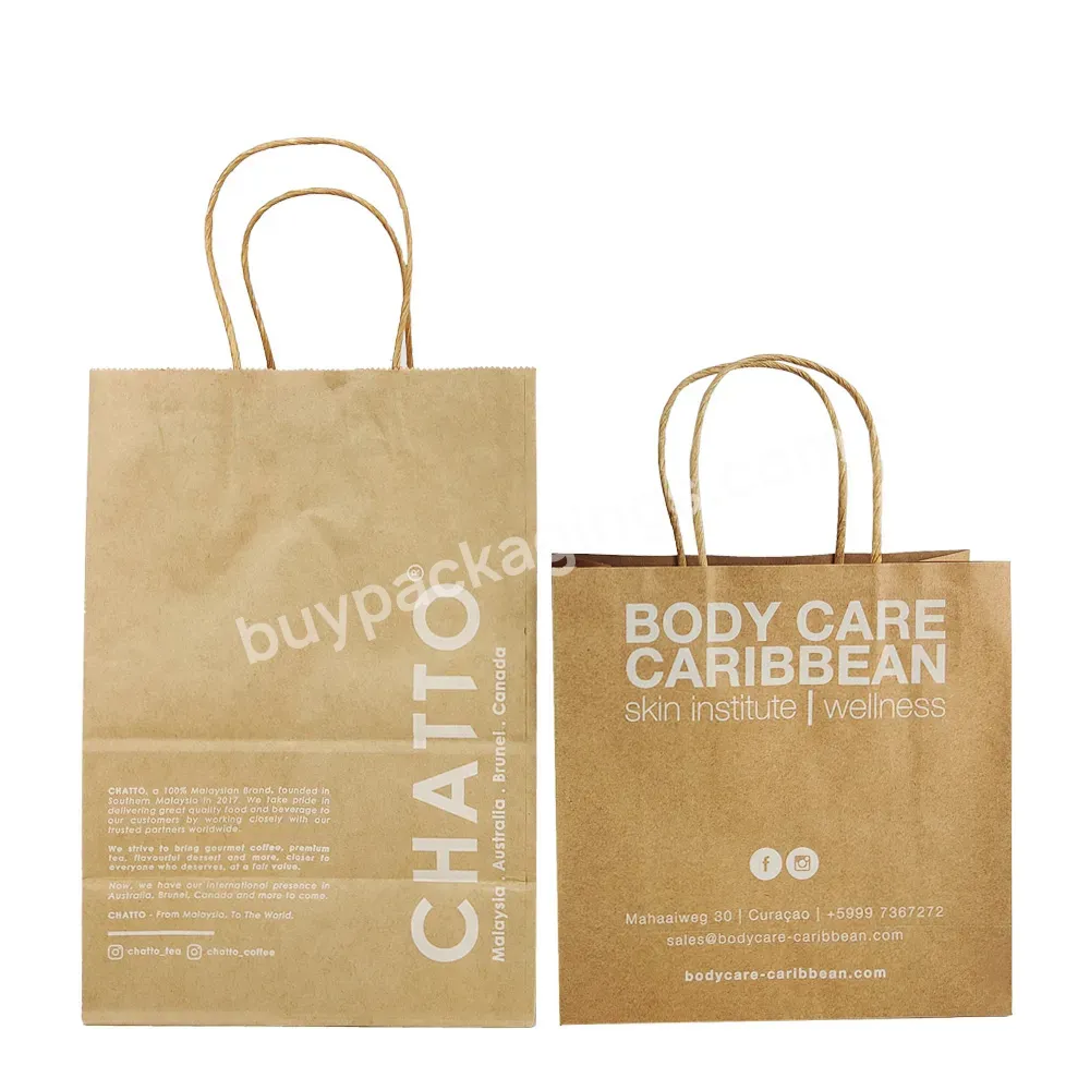 Custom Bolsa De Papel Handles Personalized Clothes Shoe Brand Retail Luxury Kraft Paper Shopping Bag With Your Own Logo