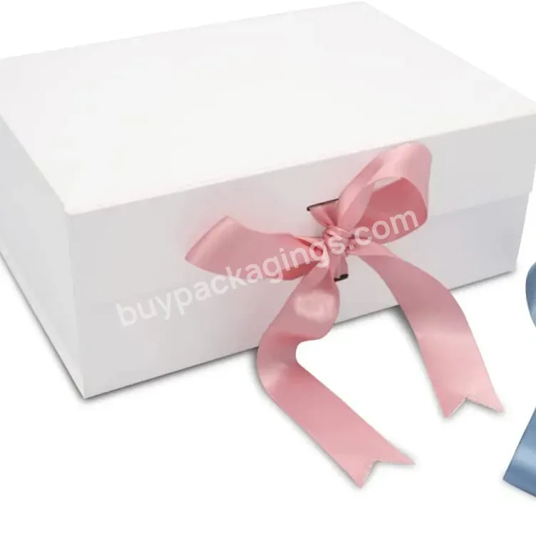 Custom Book Shape White Custom Logo Cardboard Paper Packing Magnetic Gift Box With Ribbon
