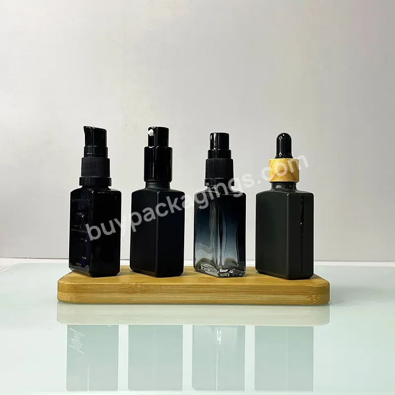 Custom Bottles Black Matte Frosted 5ml 10ml 15ml 20ml 1oz 2oz 3oz Square Rectangle Glass Dropper Bottle For Essential Oil