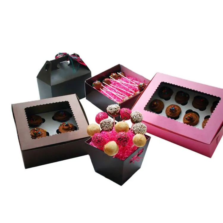 Custom box pastries and candy cookie chocolate  package invitation gift box with display window invitation paper gift box