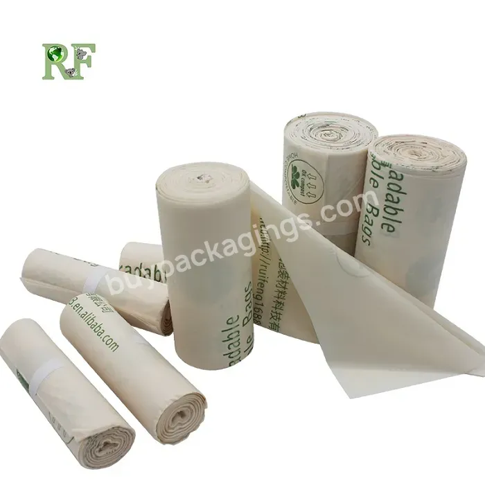 Custom Brand Biodegradable Corn Starch Trash Garbage Bin Liners Black White Green Heavy Duty Refuse Bags