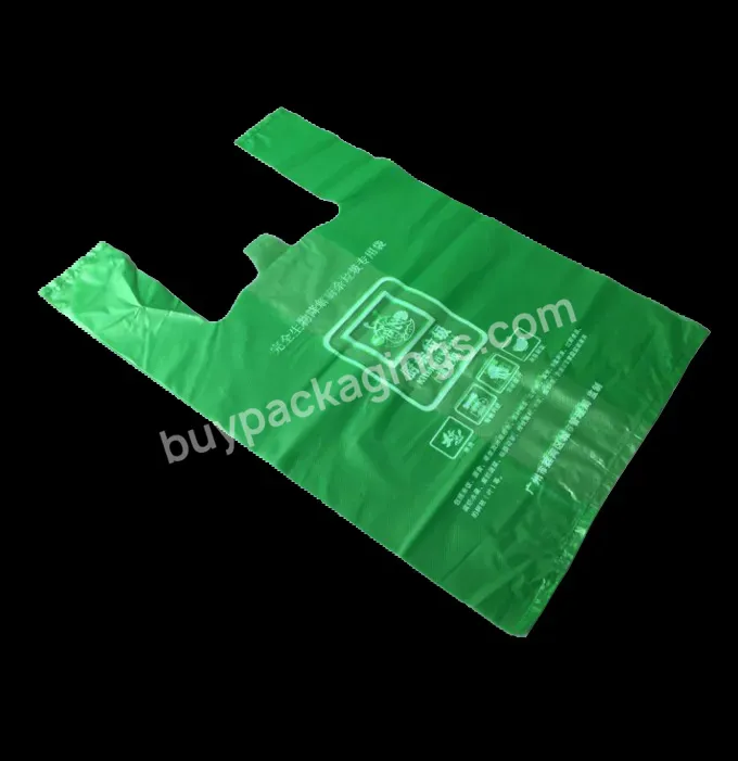 Custom Brand Biodegradable Corn Starch Trash Garbage Bin Liners T-shirt Bag Green Black White Heavy Duty Refuse Bags