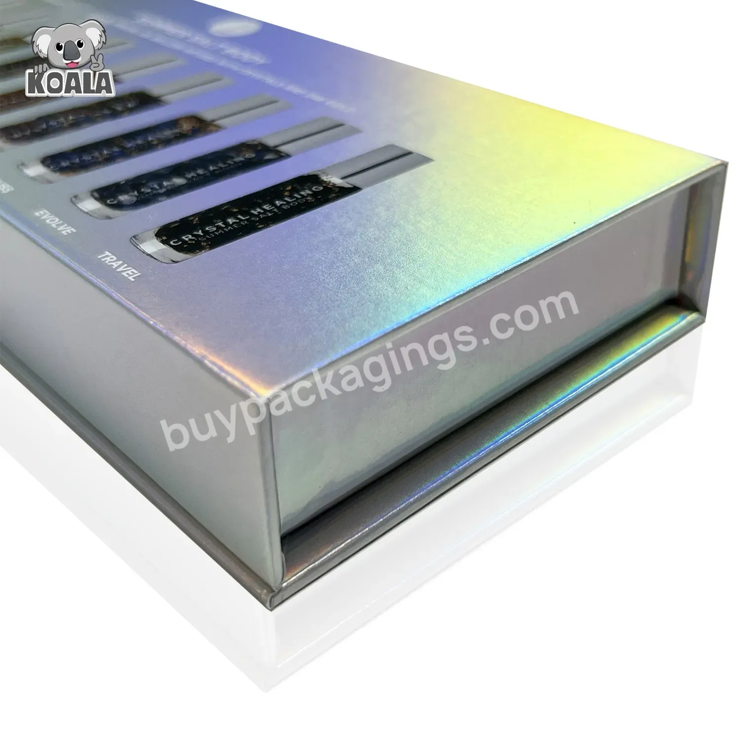 Custom Brand Color Printing Hot Selling Logo Fancy Empty Glitter Holographic Silver Magnetic Nail Polish Packaging Box