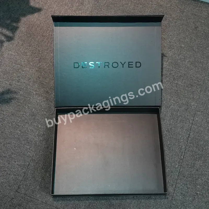 Custom Brand Full Black Glossy Uv Coating Collapsible Box Magnetic Closure Rigid Folding Paper Gift Box