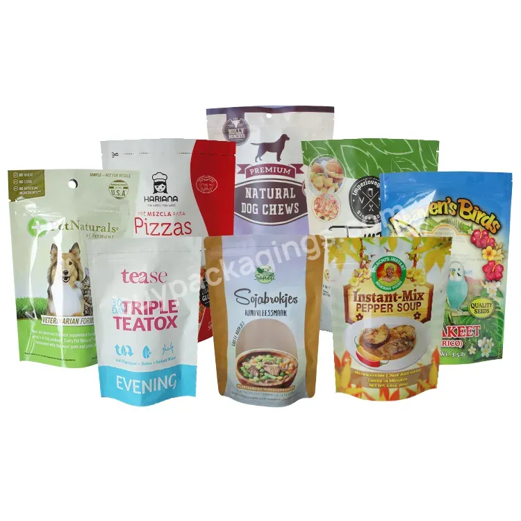 Custom Brand Name Food Grade Logo Printed Resealable Pet Treat Food Stand Up Zipper Pouch Mylar Bag For Pet Food Packaging