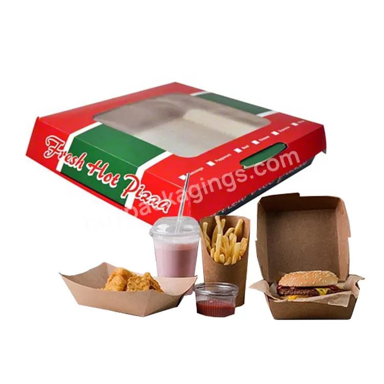 Custom Branded Blank 5 13 14" 20" 22" 24" 28 30" 32 33 36" Inch Italy Italian Pizza Burger Fries Chicken Boxes With Window