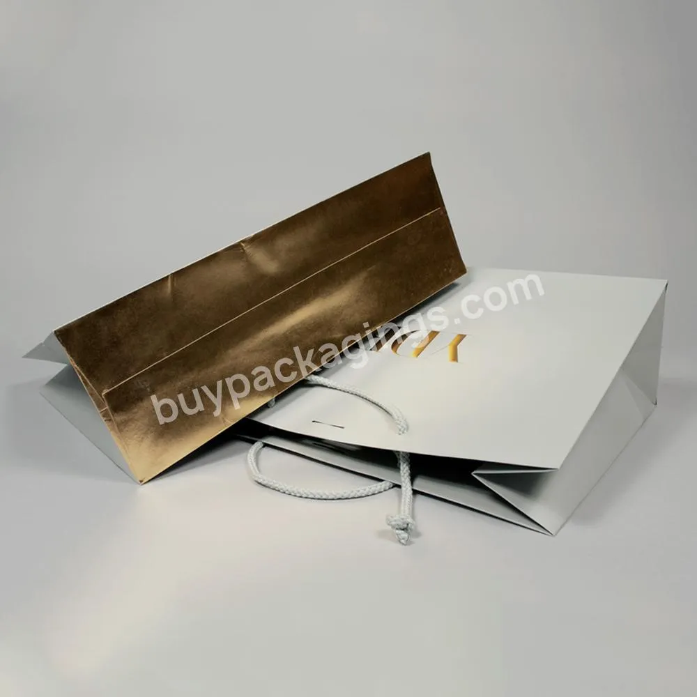 Custom Branded Logo Luxury White Clothing Women Wear Packaging Gift Shopping Bag Paperbag