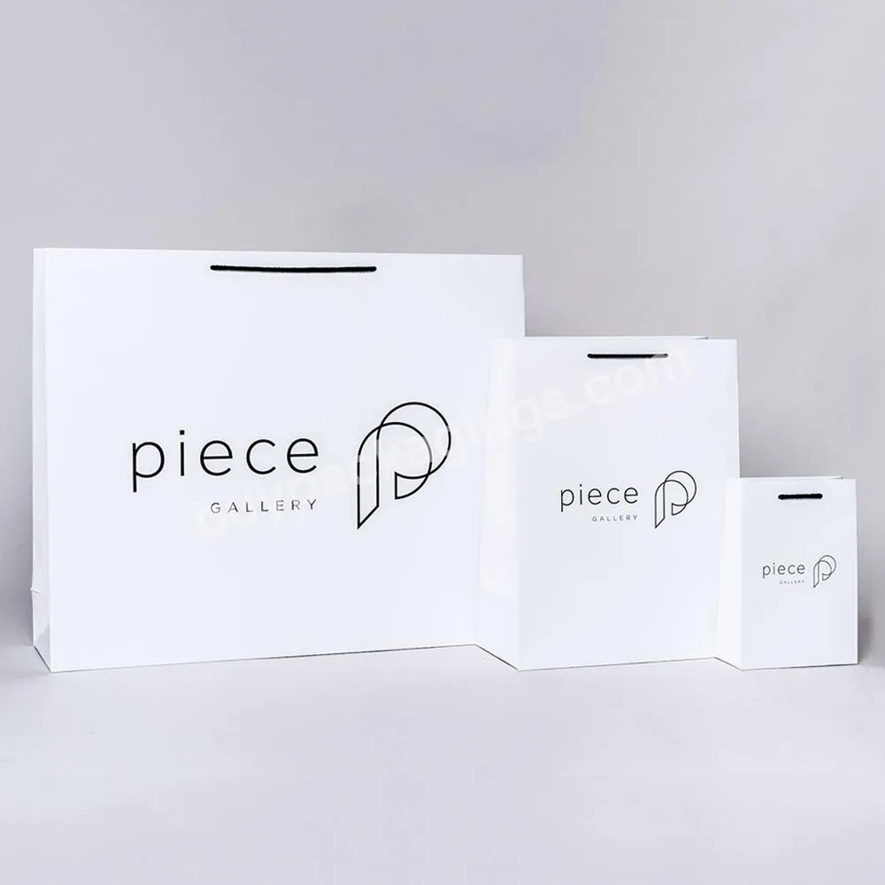 Custom Branded Logo Luxury White Paper Apparel Packaging Wrapping Gift Shopping Bag Paperbag