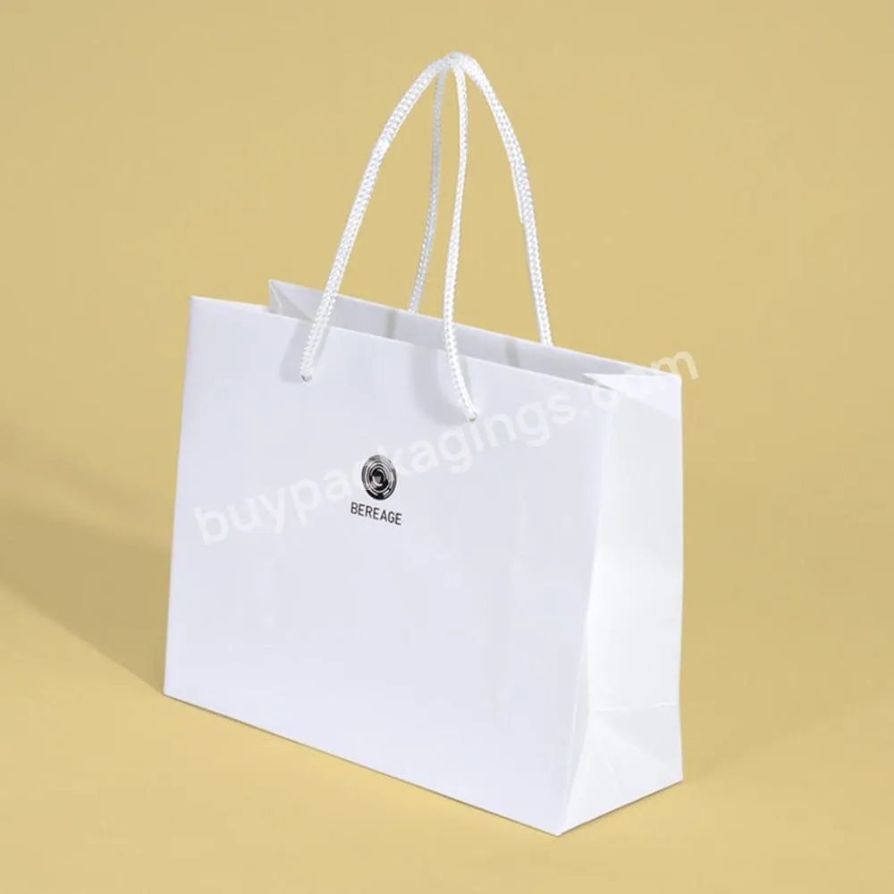 Custom Branded Logo Luxury White Paper Jewellery Packaging Gift Shopping Bag Paperbag