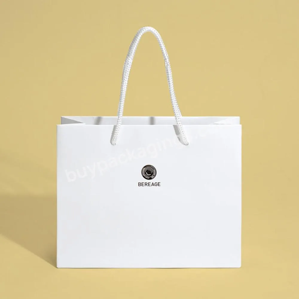 Custom Branded Logo Luxury White Paper Jewellery Packaging Gift Shopping Bag Paperbag