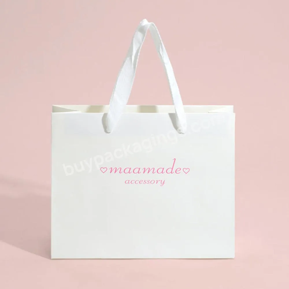 Custom Branded Logo White Paper Apparel Shoes Packaging Gift Shopping Bag Paperbag