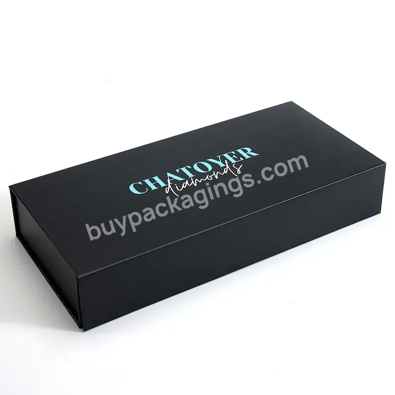 Custom Branding Logo Matte Black Folding Magnetic Closure Paper Gift Box With Flannel Bag