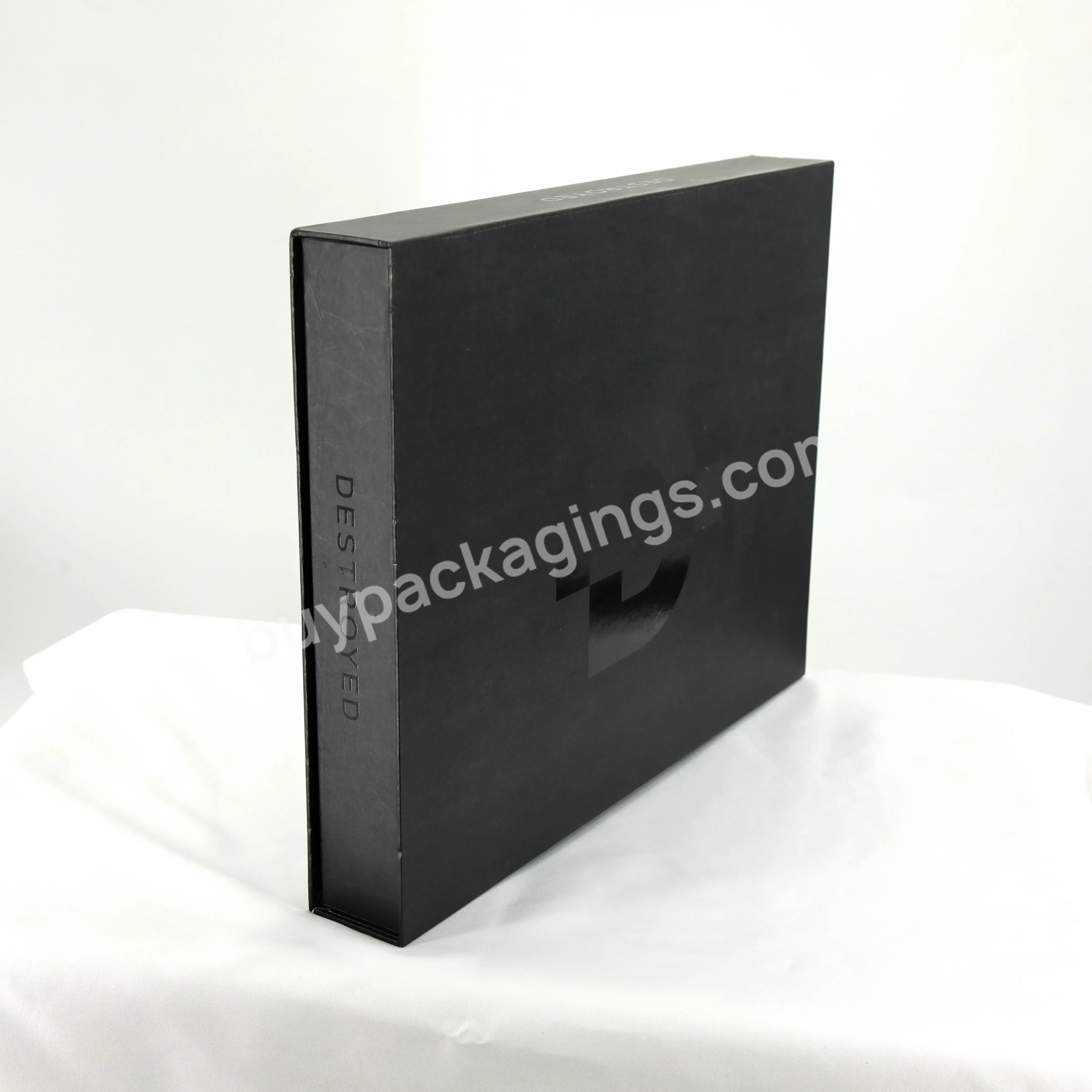 Custom Branding Matte Black Magnetic Closure Paper Gift Box For Garments