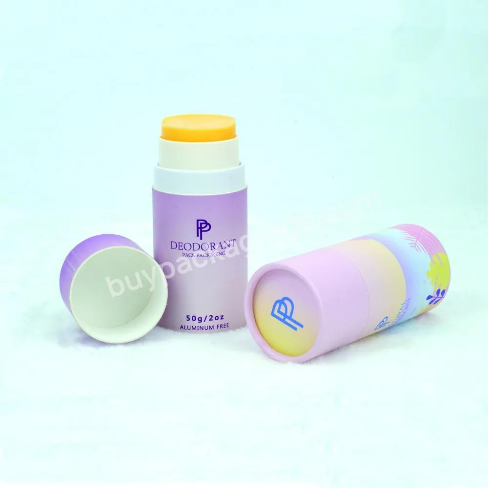 Custom Branding Wholesale 50g Paperboard Deodorant Stick Container 2oz Round Twist up Recyclable Lip Balm Paper Packaging