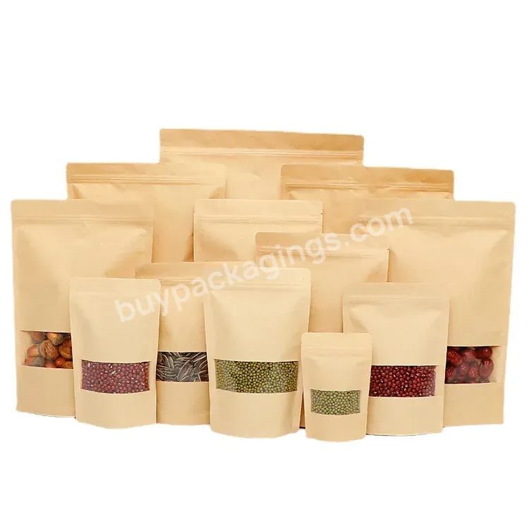 Custom Brown Tea/coffee Packaging Resealable Kraft Paper Bag With Zipper