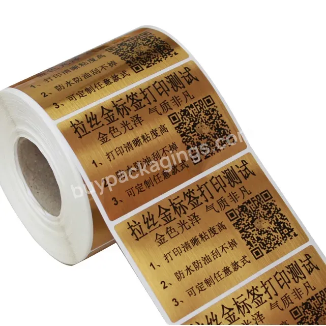 Custom Brushed Gold Silver Label Personalized Sticker Waterproof Grease Proof Strong Sticky In Sheet Roll Logo