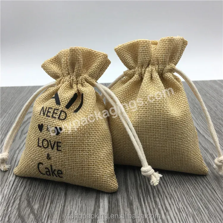 Custom Burlap Wedding Favor Bags With Printing