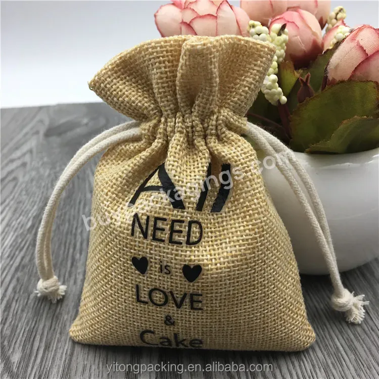 Custom Burlap Wedding Favor Bags With Printing