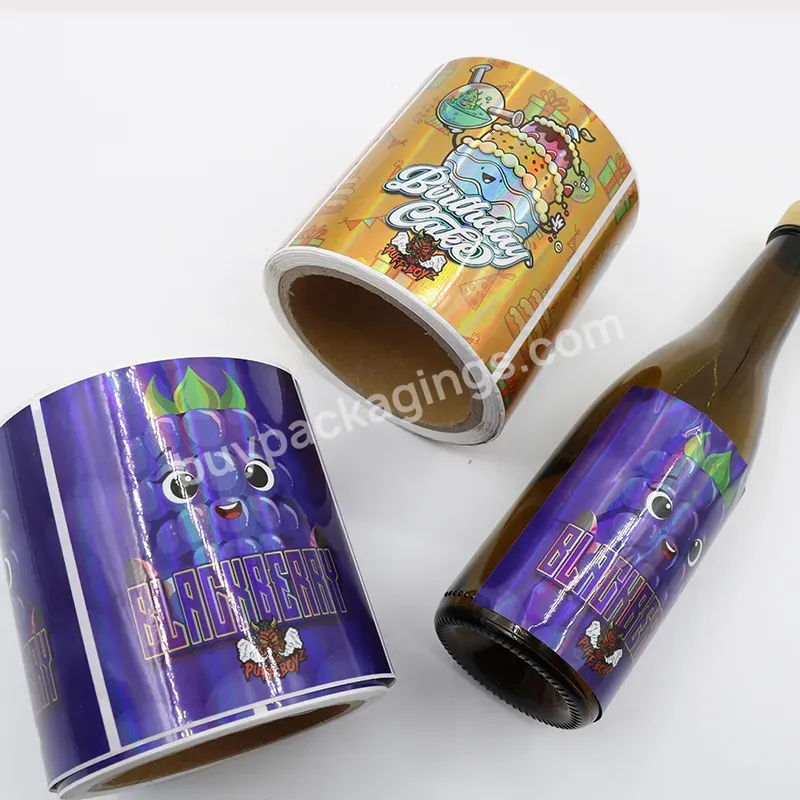 Custom Business Adhesive Vinyl Foil Round Rolls Label Whisky Wine Bottle Packaging Waterproof Sticker Printing