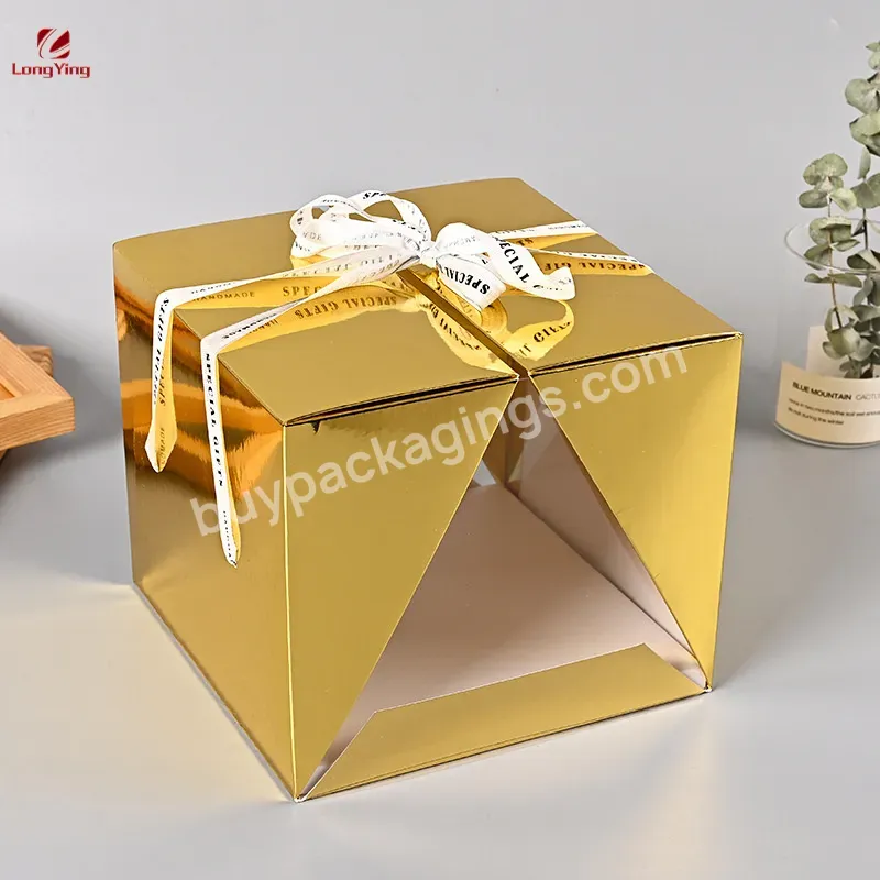 Custom Cake Box Biscuit/cupcake/ Bakery Packing Box With Ribbon Handle Kraft Paper Box With Pvc Window