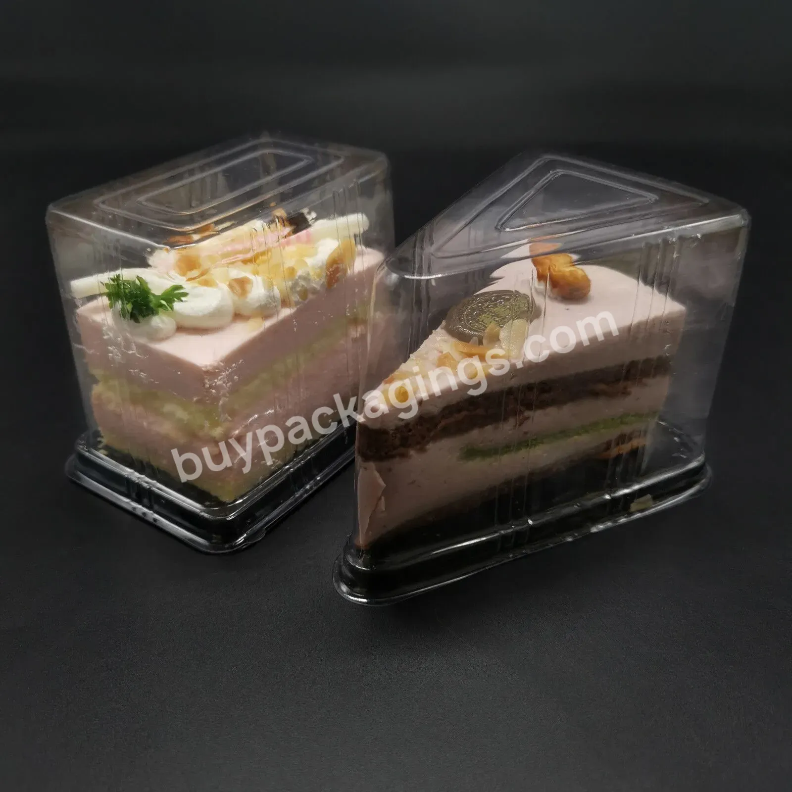 Custom Cake Disposable Food Grade Pet Slice Packaging Plastic Clamshell Plastic Packaging Container For Cake