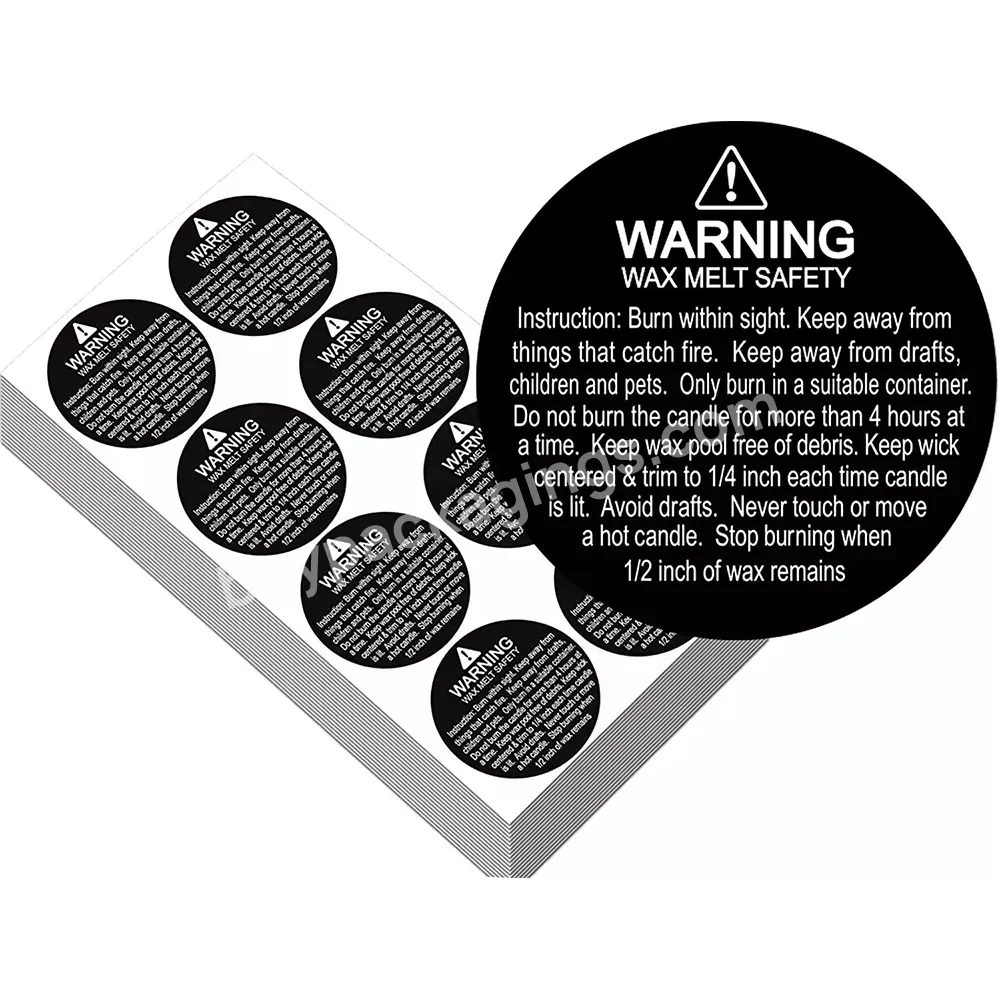 Custom Candle Warning Stickers Container Labels Waterproof Strong Wax Melting Safety Stickers Great For Jar