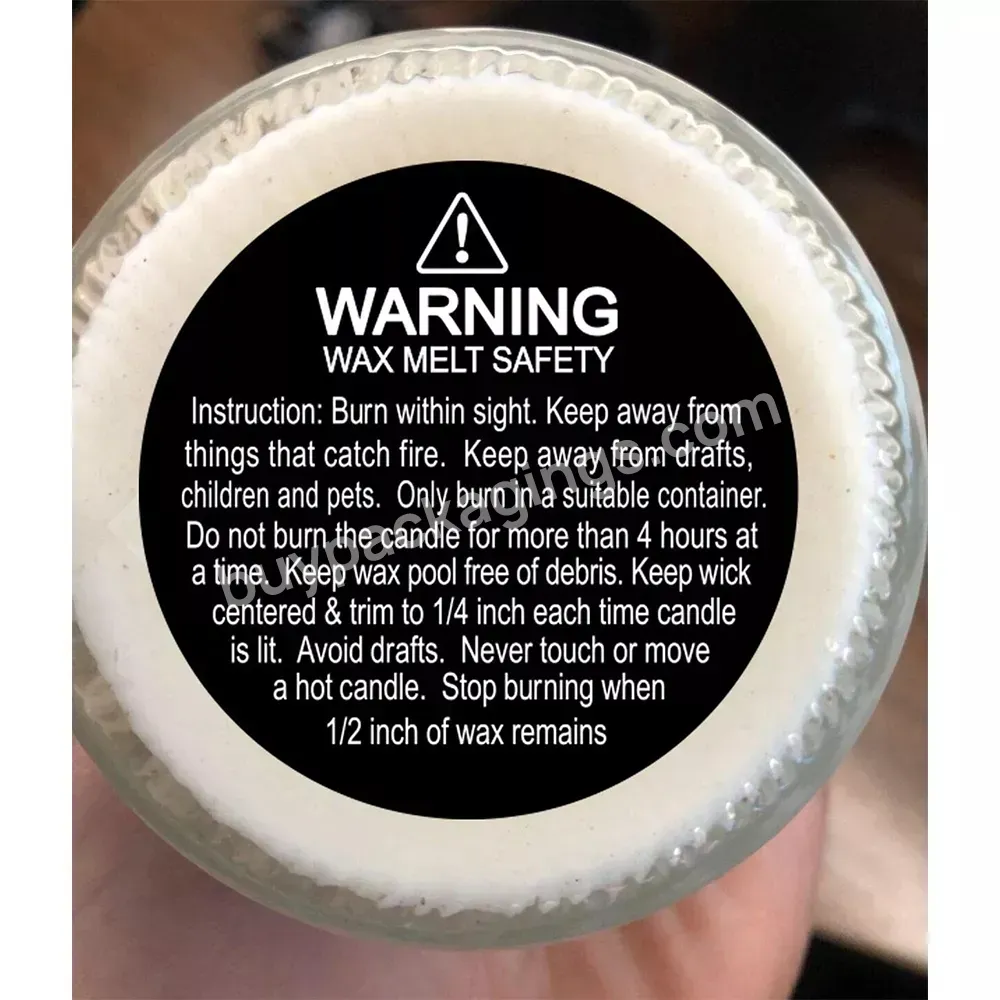 Custom Candle Warning Stickers Container Labels Waterproof Strong Wax Melting Safety Stickers Great For Jar