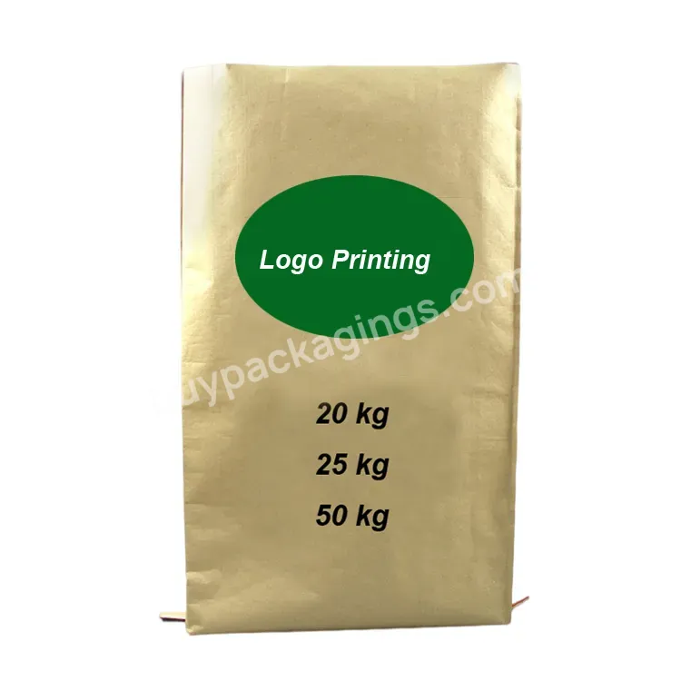 Custom Cement Brown Kraft Paper Bags Flour Sack 25kg