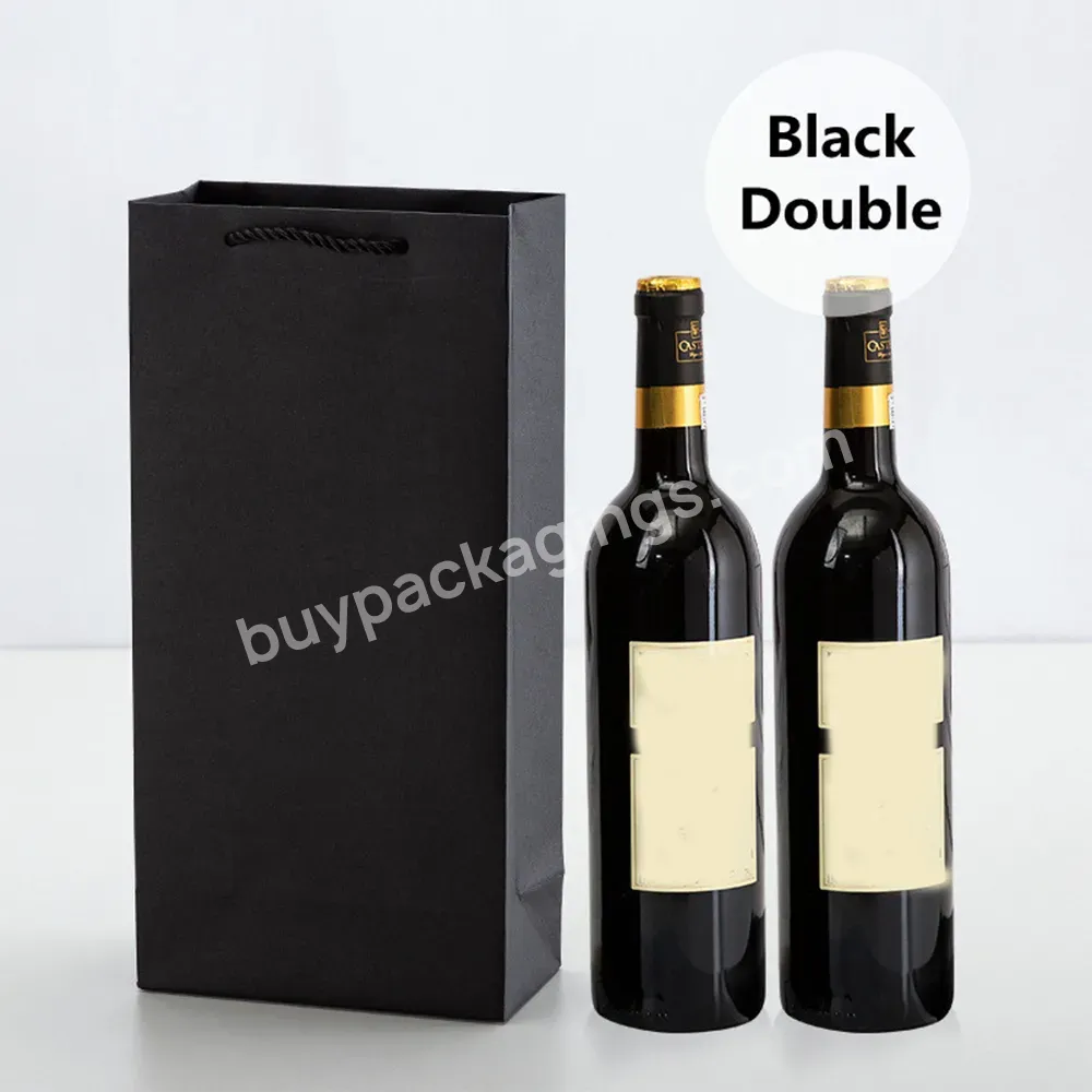 Custom Champagne Drink Storage Single Wine Bottle Packing Boxes Bronzing Birthday Party Holiday Gifts Beer Drinks Black Tote Bag
