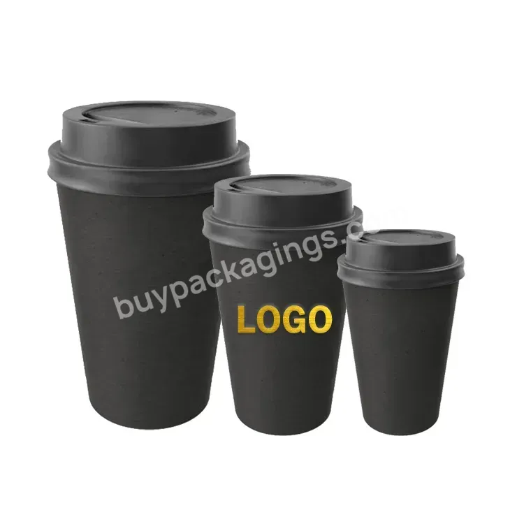 Custom Cheap Gold Foil Disposable Papel Cafe Coffee Cup Insulation Single Triple Double Wall Biodegradable Recycled Paper Cups