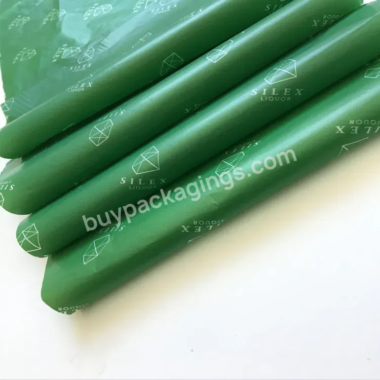 Custom Cheap Printed Brand Name 21gsm Green Greaseproof Tissue Wrapping Paper For Gift Shoes Packaging